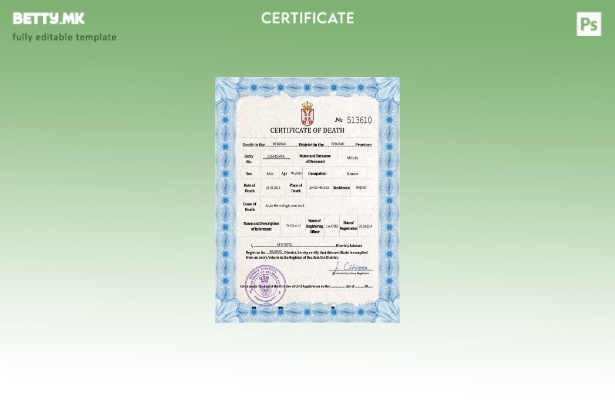 Модерен стил на Србија, шаблон за PSD, шаблон за потврда за смрт